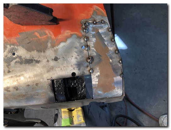 Tacked into place
